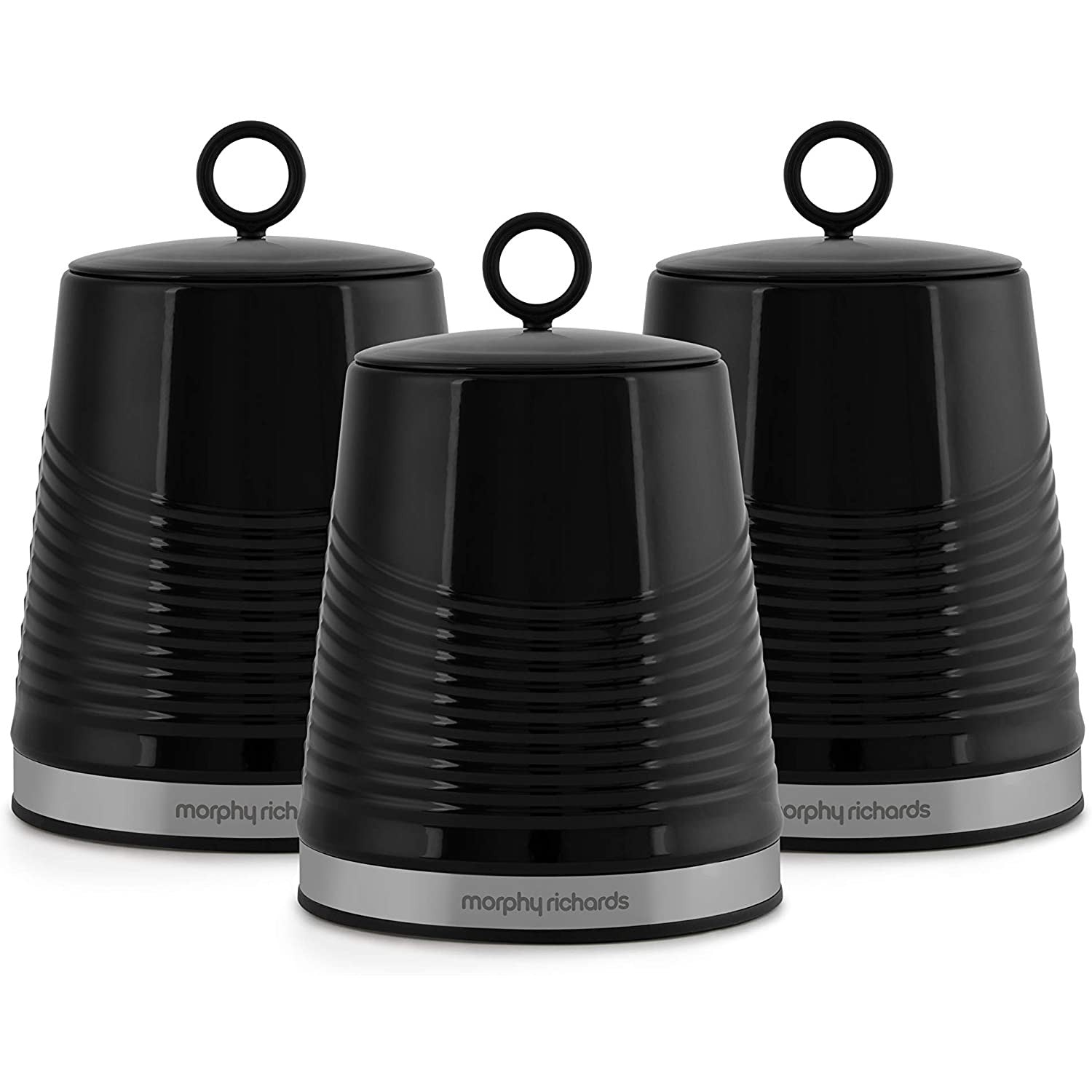 Dune Set of 3 Black Canisters