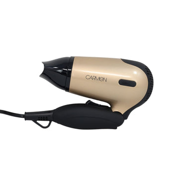 Carmen 1200W Black Gold Folding Hair Dryer Blower
