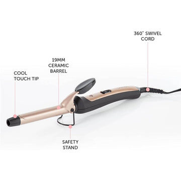Carmen Noir Black & Rose Gold Ceramic Curling Tong