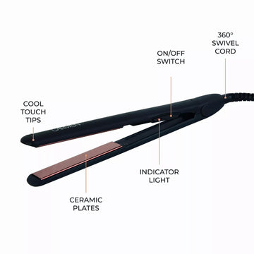 Carmen Noir Black Ceramic Plates Hair Straightener