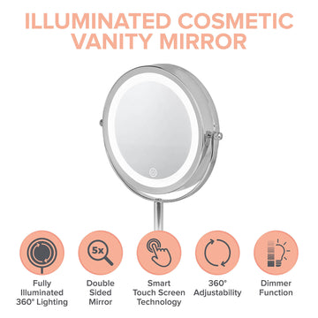 Chrome Tabletop Illuminated Cosmetic Mirror
