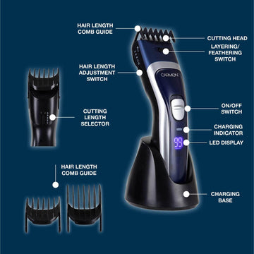 Carmen Men's Midnight Blue Cordless Hair & Beard Trimmer