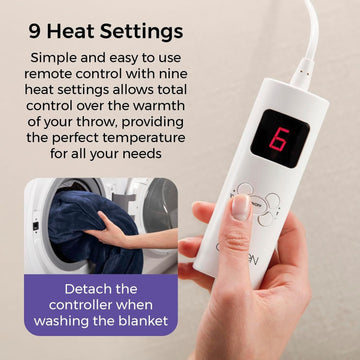 Carmen Core 160x130cm Electric Heated Throw Blanket Blue Fleece