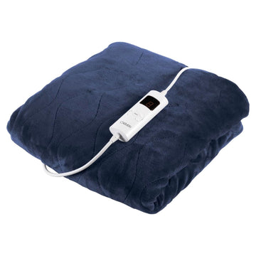 Carmen Core 160x130cm Electric Heated Throw Blanket Blue Fleece