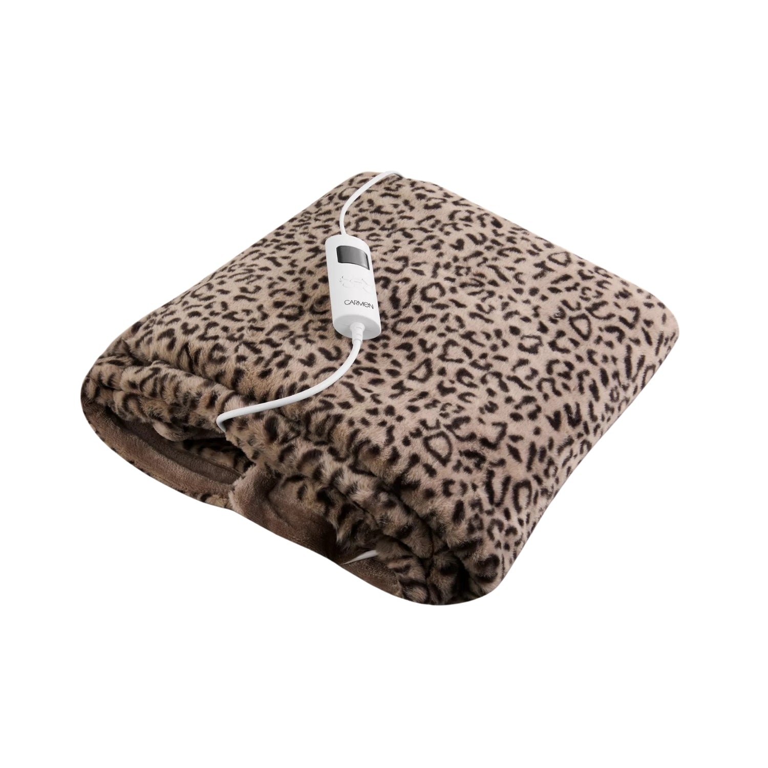Carmen Core 160x130cm Electric Heated Throw Blanket Leopard Fleece
