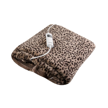 Carmen Core 160x130cm Electric Heated Throw Blanket Leopard Fleece