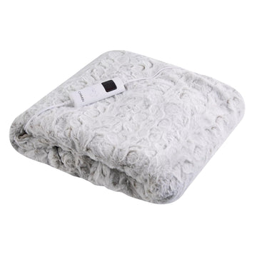 Carmen Core 160x130cm Electric Heated Throw Blanket White Fleece
