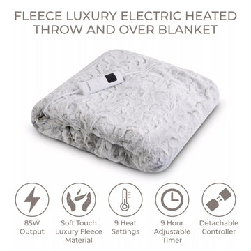 Carmen Core 160x130cm Electric Heated Throw Blanket White Fleece