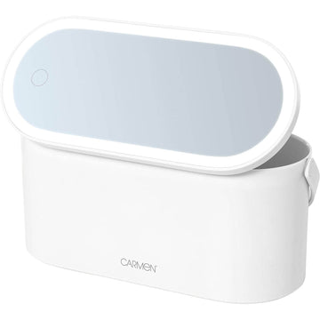Carmen 2-In-1 White Vanity Case with LED Light Mirror