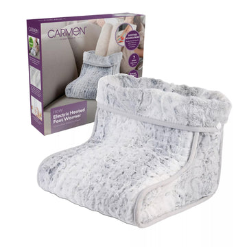 Carmen 110W Electric Heated Foot Warmer Faux Fur Grey