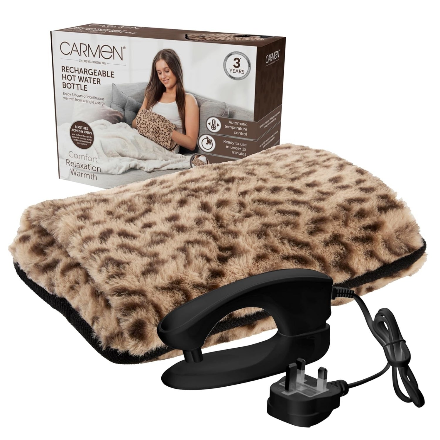 Carmen Leopard Rechargeable Hot Water Bottle