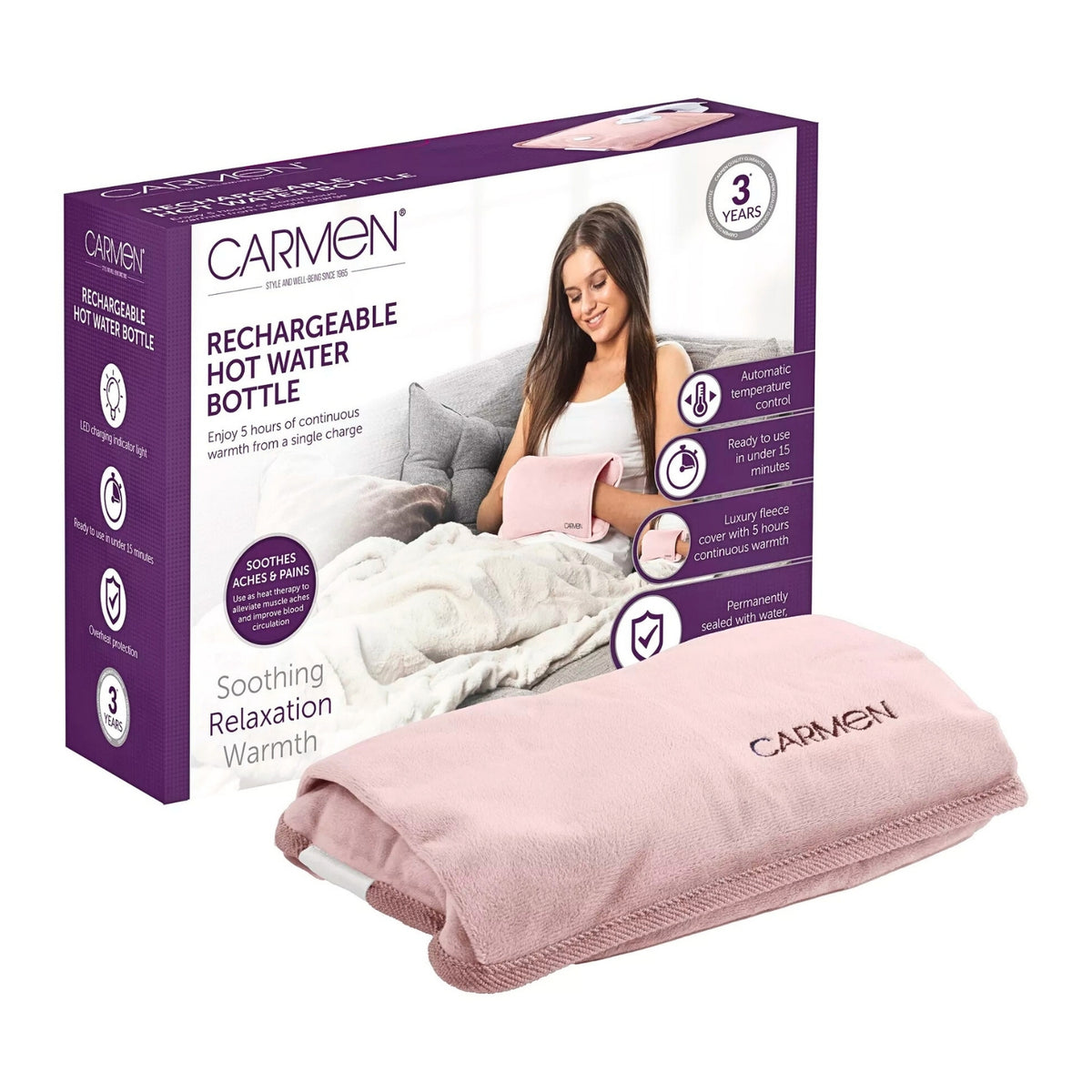 Carmen Rechargeable Pink Hot Water Bottle