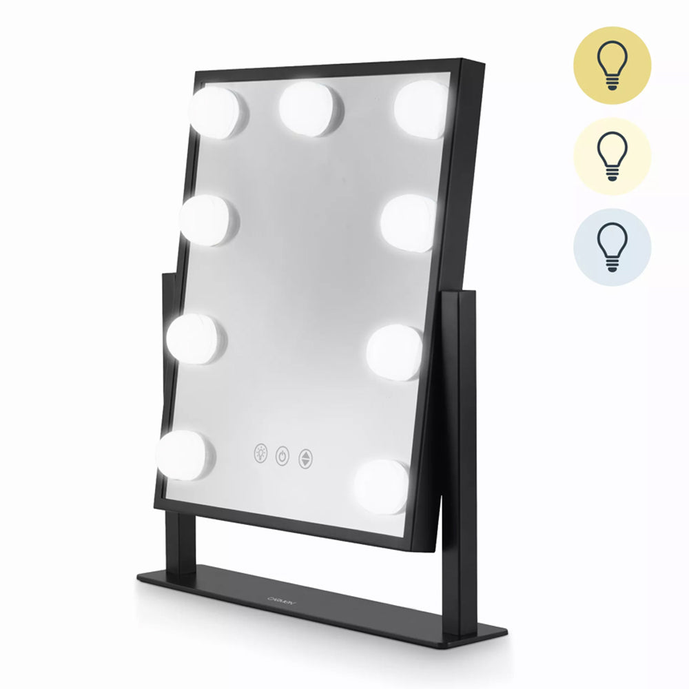 Hollywood 9 Bulb Vanity Makeup Mirror in Black