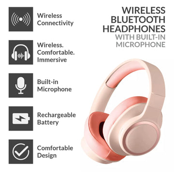 Pink Wireless Foldable Bluetooth Headphone