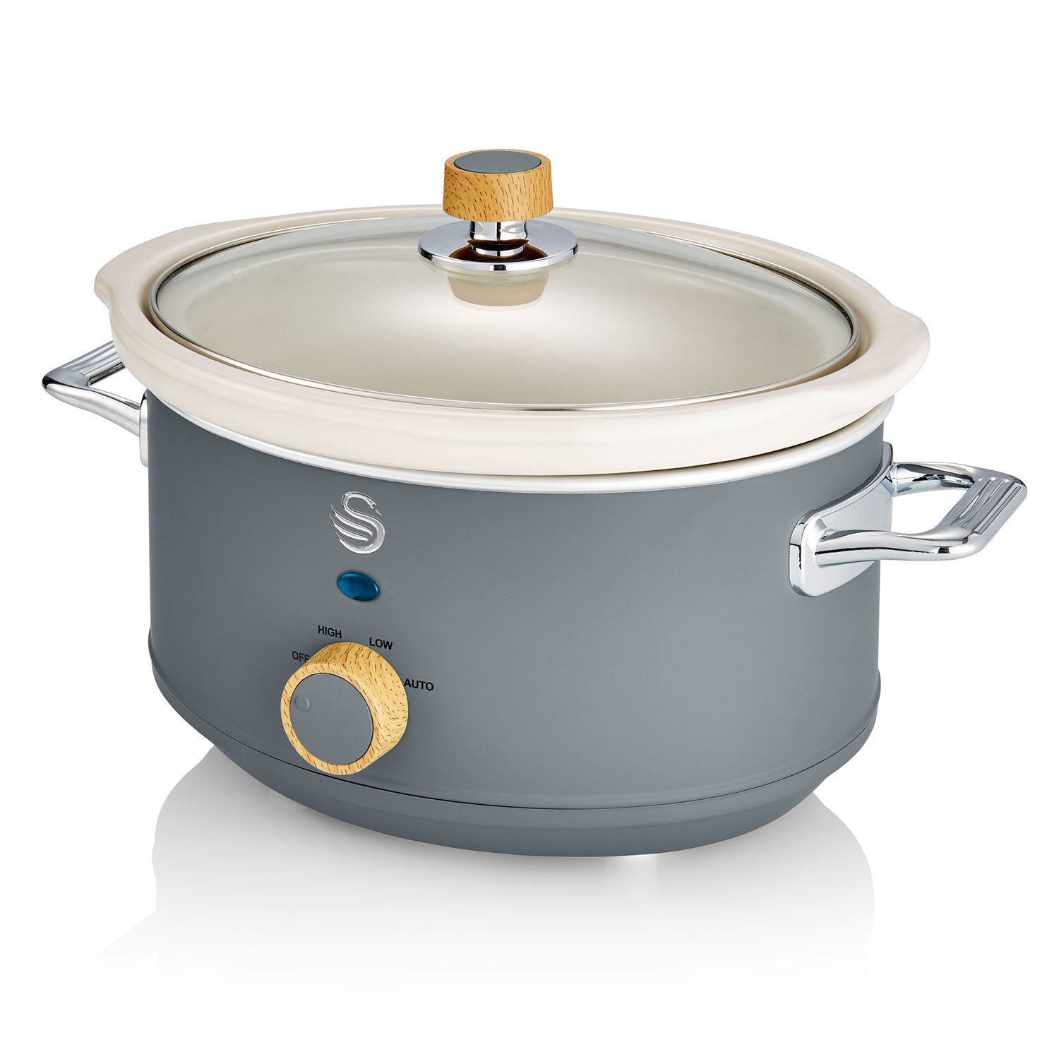 3.5L Nordic Grey Electric Slow Cooker Removable Inner Pot