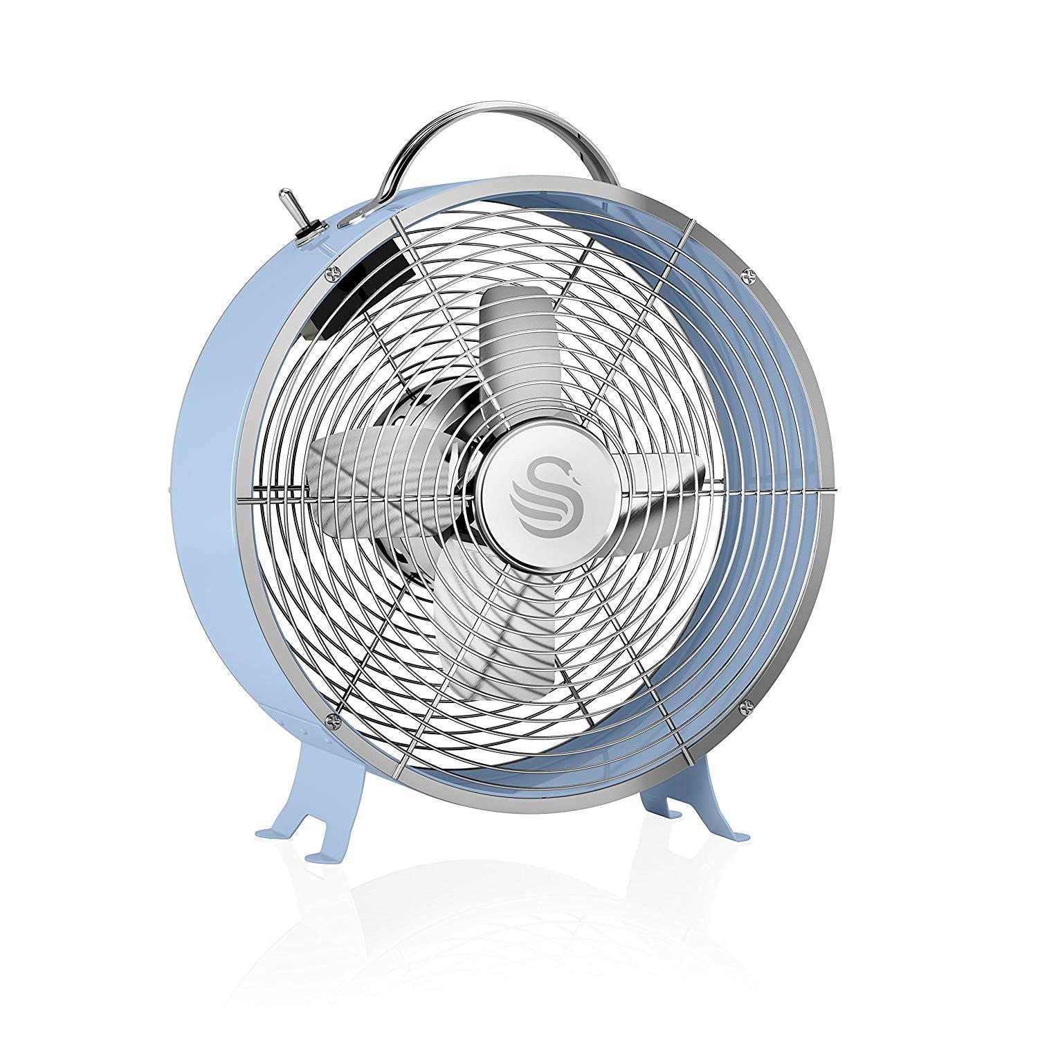 Swan Retro 8 Inch Blue Clock Fan