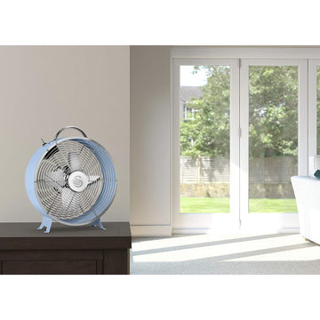 Swan Retro 8 Inch Blue Clock Fan