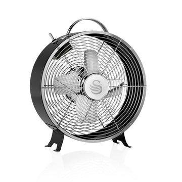 Swan Retro 8 Inch Black Clock Fan