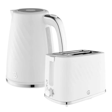 Swan Windsor White 1.7L Rapid Boil Kettle & 2-Slice Toaster Set