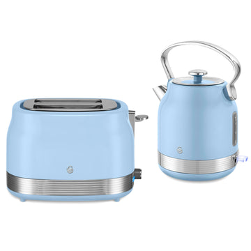Swan Retro 1.7L Kettle and 2-Slice Toaster Set Blue
