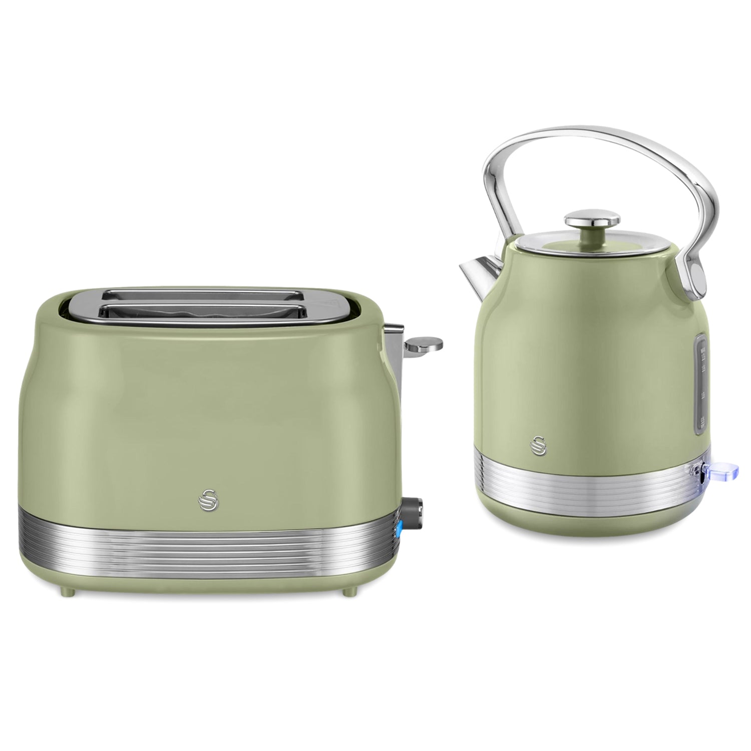Swan Retro 1.7L Kettle and 2-Slice Toaster Set Green