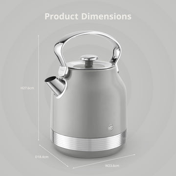 Swan Retro Traditional Kettle Electric 1.7L Grey