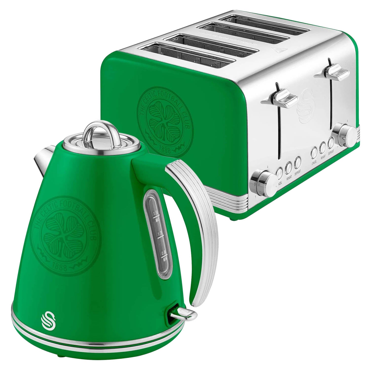Swan Official Celtic FC Green 1.5L Electric Kettle & 4 Slice Toaster