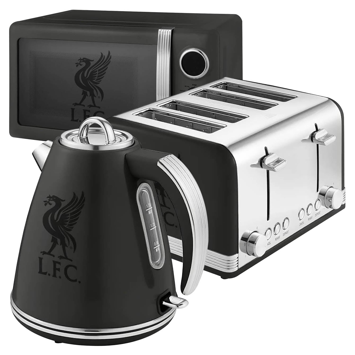 Swan Official Liverpool FC Black 1.5L Electric Kettle 20L Microwave & 4 Slice Toaster