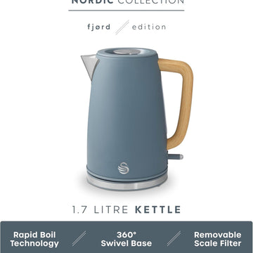 Swan Fjord 1.7L Grey Matt Stainless 3000W Jug Kettle