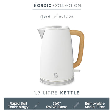 Swan Fjord 1.7L White Matt Stainless Steel 3000W  Jug Kettle