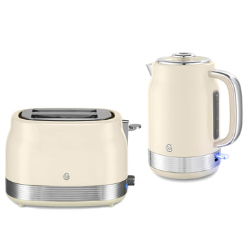 Swan Retro Cream 1.7L Kettle & Toaster Set