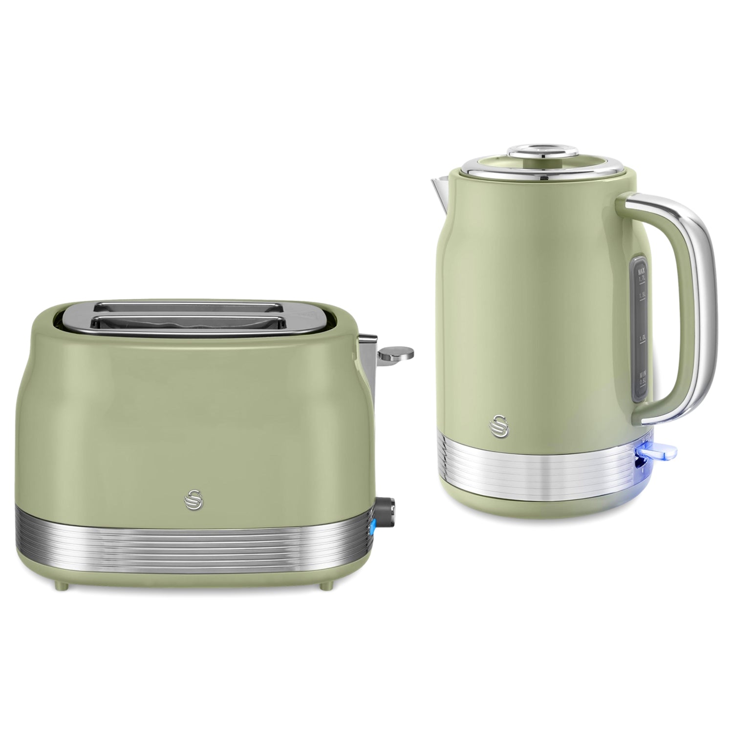 Swan Retro 1.7L Kettle & Toaster Set Green