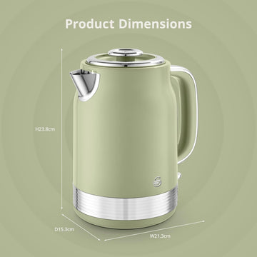 Swan Retro Cordless Electric Kettle 1.7L Green