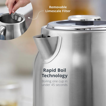 Swan Retro 1.7L Kettle & 4 Slice Toaster Stainless Steel