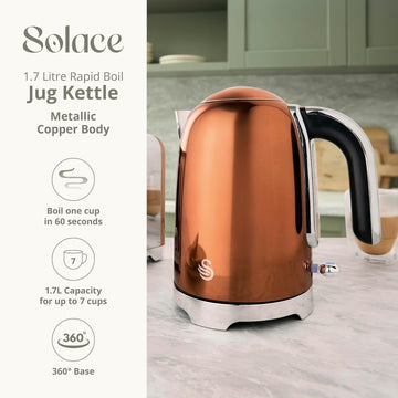 1.7L Stainless Steel 3000W Copper Swan Solace Electric Kettle