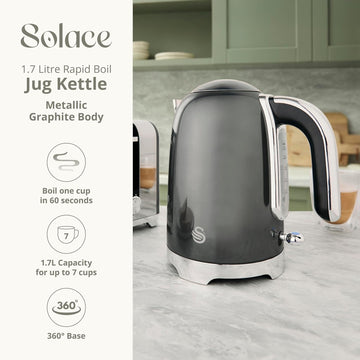 1.7L Stainless Steel 3000W Graphite Swan Solace Electric Kettle