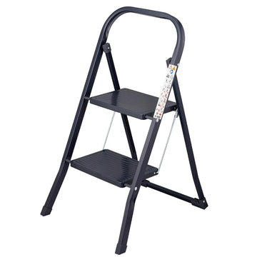 2-Tread Step Rubber Non-Slip Sturdy Alloy Frame Ladder
