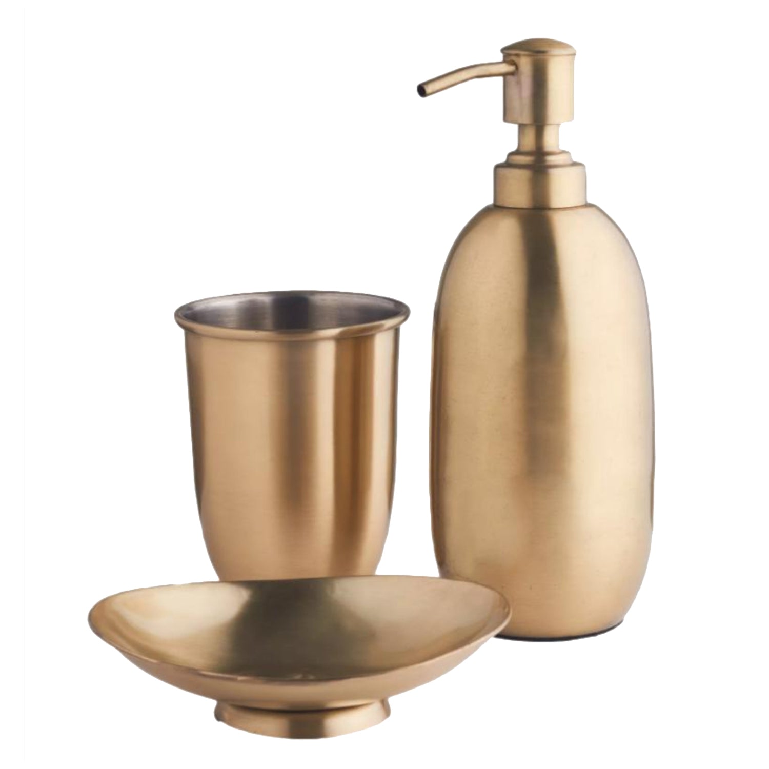 3Pcs Toothbrush Holder Lotion Soap Dispenser Bathroom Caddy Set Brass
