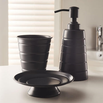 Set 3Pcs Toothbrush Holder Soap Dispenser Soap Dish Bathroom Caddy Grey