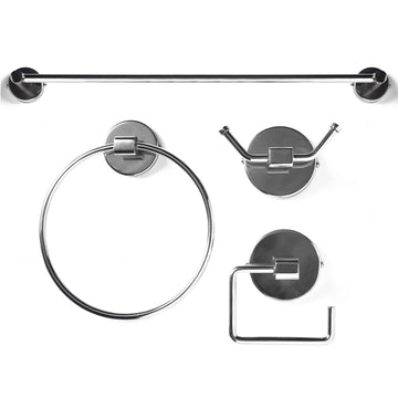 Towel Rail Tissue Holder Hand Towel Ring Robe Hook Chrome Bathroom Accessory Set