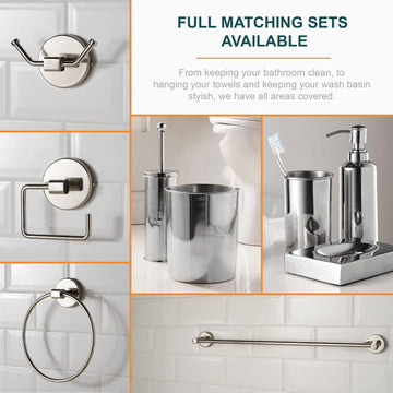 Towel Rail Tissue Holder Hand Towel Ring Robe Hook Chrome Bathroom Accessory Set