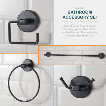 Towel Rail Tissue Holder Hand Towel Ring Robe Hook Grey Bathroom Accessory Set