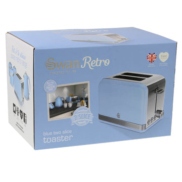 Swan 815W Blue Stainless Steel 2 Slice Toaster