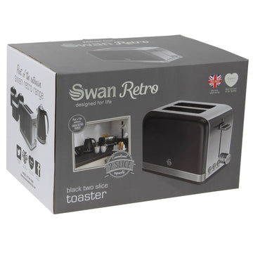 Swan 815W Black Stainless Steel 2 Slice Toaster