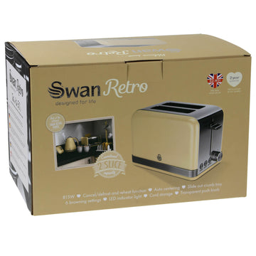 Swan 2 Slice Retro Cream Stainless Steel Toaster