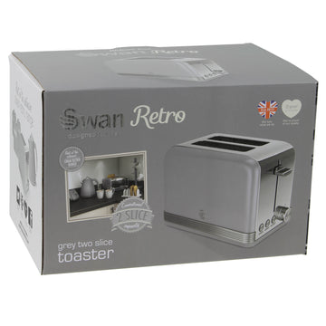 Swan 815W Grey Stainless Steel 2 Slice Toaster