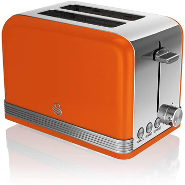 Swan Retro 2 Slice Orange Stainless Steel Toaster