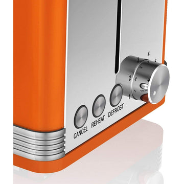 Swan Retro 2 Slice Orange Stainless Steel Toaster