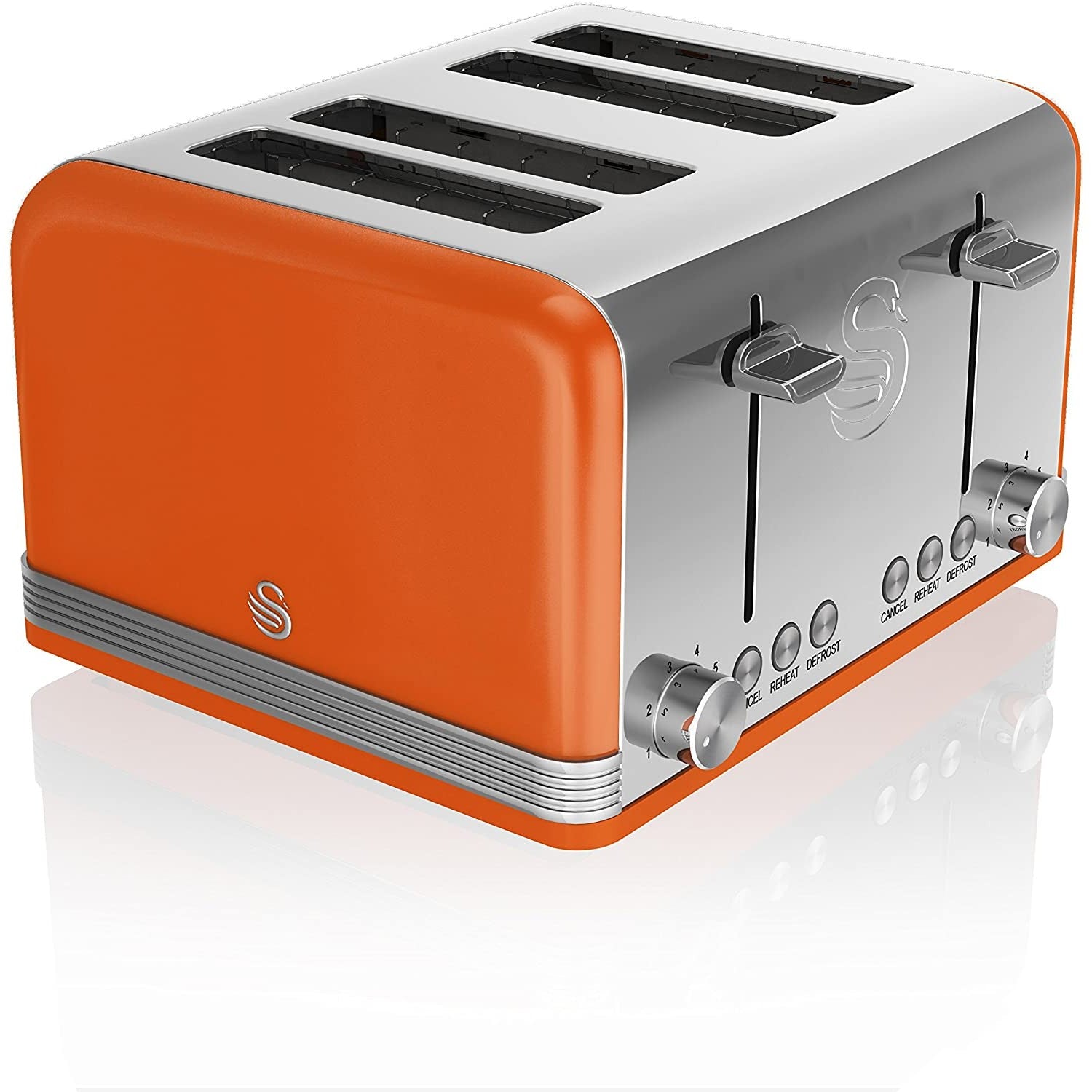 Swan Retro 4 Slice 1600W Orange Toaster