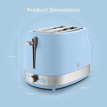 Swan Retro 2-Slice 930W Toaster Blue